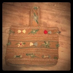 Vintage Burlap Hand Bag